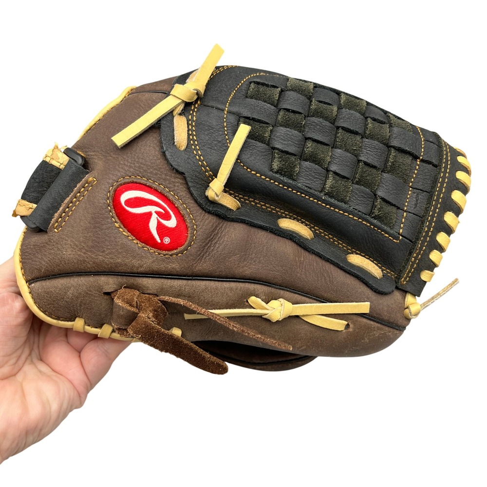 Rawlings‎ Baseball Glove RBG36BC 12.5" Right Hand Throw Leather Basket Web Brown